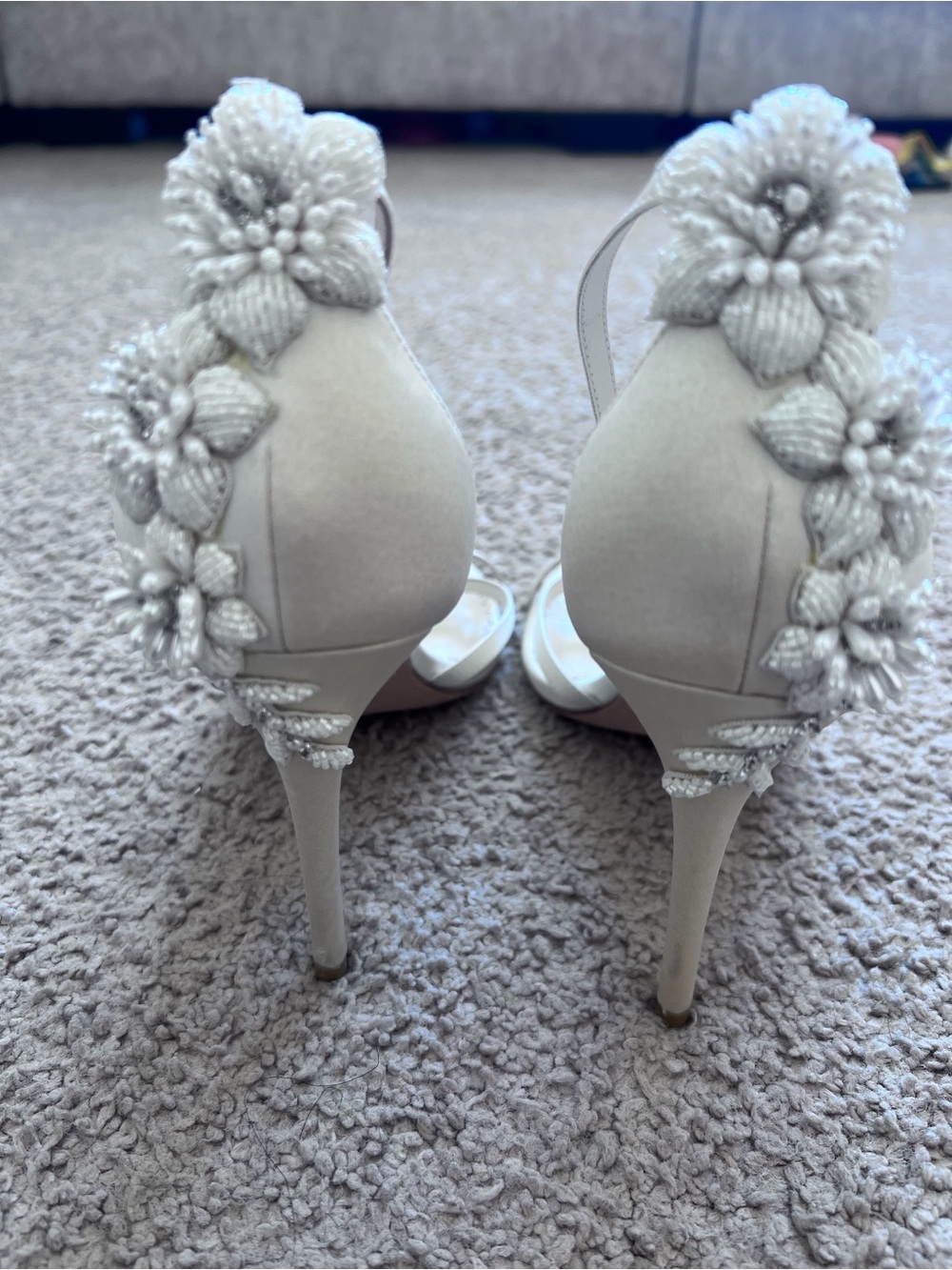 Embellished Cream Floral High Heel Sandals